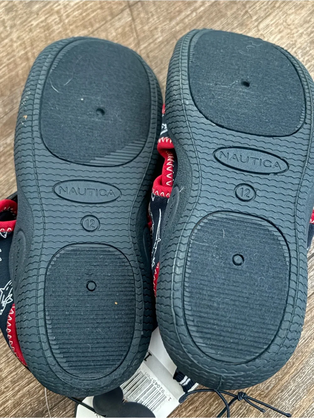 Nautica Kids Navy Shark Print Water Shoes with Red Trim